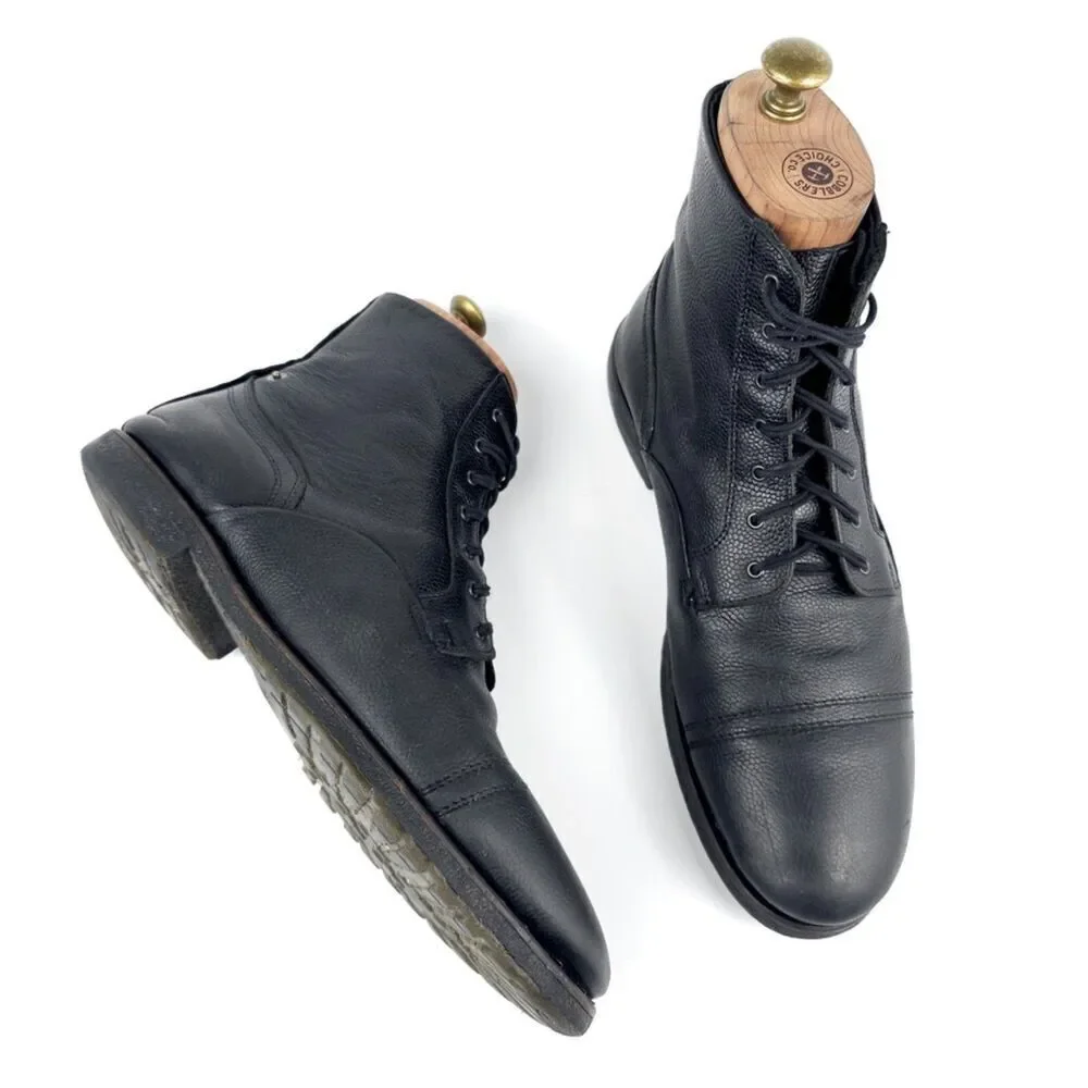 DIESEL Pure Hi Split Combat Boot Black Leather 90s Minimal Grunge Moto Biker Y2k